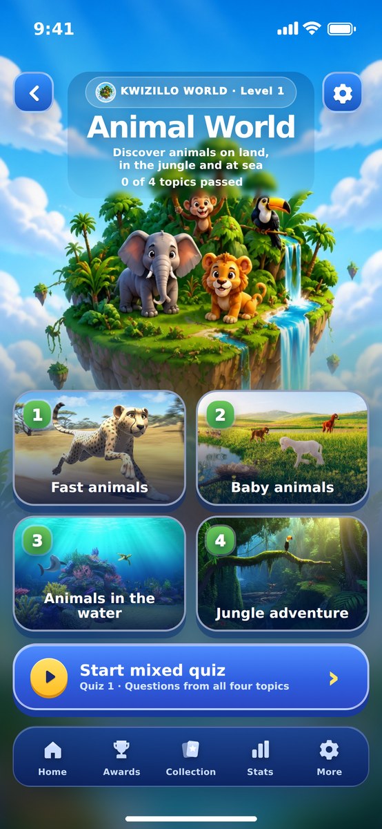 The Animal World with four topics